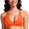 imageCRZ YOGA Butterluxe Deep VNeck Sports Bras for Women  Spaghetti Strap Criss Cross Padded Top Low Coverage Wireless YogaNeon Orange