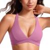 imageCRZ YOGA Butterluxe Deep VNeck Sports Bras for Women  Spaghetti Strap Criss Cross Padded Top Low Coverage Wireless YogaVelvet Dust