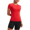 imageCRZ YOGA Seamless Workout Tops for Women Short Sleeve Athletic Tees Breathable Gym Running Yoga ShirtsDeep Red