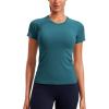 imageCRZ YOGA Seamless Workout Tops for Women Short Sleeve Athletic Tees Breathable Gym Running Yoga ShirtsGreen Jade