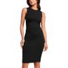 imageCRZ YOGA Womens Butterluxe Summer Sleeveless Midi Dresses Casual Work Cocktail Party Ruched Pencil BodyconBlack