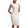 imageCRZ YOGA Womens Butterluxe Summer Sleeveless Midi Dresses Casual Work Cocktail Party Ruched Pencil BodyconMilky White Bone