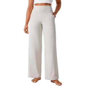 imageCRZ YOGA Womens Butterlift High Waisted Wide Leg Pants with Pockets 29quot31quot33quot  Yoga Lounge Buttery Soft Comfy CasualMilky White Bone