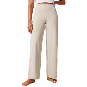 imageCRZ YOGA Womens Butterlift High Waisted Wide Leg Pants with Pockets 29quot31quot33quot  Yoga Lounge Buttery Soft Comfy CasualMojave Tan