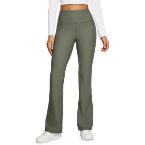 imageCRZ YOGA Womens Fleece Lined Flare Leggings 31quot Bootcut Yoga Pants Tummy Control Winter Thermal Warm Soft Casual LoungeLight Army Green