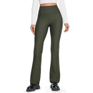 imageCRZ YOGA Womens Fleece Lined Flare Leggings 31quot Bootcut Yoga Pants Tummy Control Winter Thermal Warm Soft Casual LoungeOlive Green