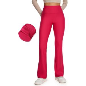 imageCRZ YOGA Womens Fleece Lined Flare Leggings 31quot Bootcut Yoga Pants Tummy Control Winter Thermal Warm Soft Casual LoungeViva Magenta
