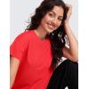 imageCRZ YOGA Pima Cotton Short Sleeve Workout Tops for Women Loose Basic TShirts Athletic Gym Casual ShirtsDeep Red