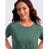 imageCRZ YOGA Pima Cotton Short Sleeve Workout Tops for Women Loose Basic TShirts Athletic Gym Casual ShirtsGraphite Green