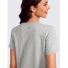 imageCRZ YOGA Pima Cotton Short Sleeve Workout Tops for Women Loose Basic TShirts Athletic Gym Casual ShirtsHeathered Medium Grey