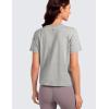 imageCRZ YOGA Pima Cotton Short Sleeve Workout Tops for Women Loose Basic TShirts Athletic Gym Casual ShirtsHeathered Medium Grey