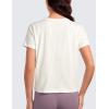imageCRZ YOGA Pima Cotton Short Sleeve Workout Tops for Women Loose Basic TShirts Athletic Gym Casual ShirtsIce GreyWhite