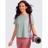 imageCRZ YOGA Pima Cotton Short Sleeve Workout Tops for Women Loose Basic TShirts Athletic Gym Casual ShirtsJade Grey