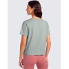 imageCRZ YOGA Pima Cotton Short Sleeve Workout Tops for Women Loose Basic TShirts Athletic Gym Casual ShirtsJade Grey