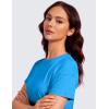 imageCRZ YOGA Pima Cotton Short Sleeve Workout Tops for Women Loose Basic TShirts Athletic Gym Casual ShirtsMadagascar Blue