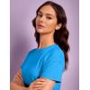 imageCRZ YOGA Pima Cotton Short Sleeve Workout Tops for Women Loose Basic TShirts Athletic Gym Casual ShirtsMadagascar Blue