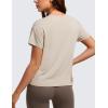 imageCRZ YOGA Pima Cotton Short Sleeve Workout Tops for Women Loose Basic TShirts Athletic Gym Casual ShirtsMojave Tan