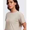 imageCRZ YOGA Pima Cotton Short Sleeve Workout Tops for Women Loose Basic TShirts Athletic Gym Casual ShirtsMojave Tan