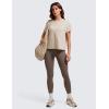 imageCRZ YOGA Pima Cotton Short Sleeve Workout Tops for Women Loose Basic TShirts Athletic Gym Casual ShirtsMojave Tan