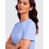 imageCRZ YOGA Pima Cotton Short Sleeve Workout Tops for Women Loose Basic TShirts Athletic Gym Casual ShirtsPeriwinkle Purple