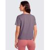 imageCRZ YOGA Pima Cotton Short Sleeve Workout Tops for Women Loose Basic TShirts Athletic Gym Casual ShirtsPurple Gray