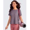 imageCRZ YOGA Pima Cotton Short Sleeve Workout Tops for Women Loose Basic TShirts Athletic Gym Casual ShirtsPurple Gray