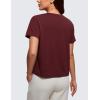imageCRZ YOGA Pima Cotton Short Sleeve Workout Tops for Women Loose Basic TShirts Athletic Gym Casual ShirtsRed Merlot