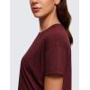 imageCRZ YOGA Pima Cotton Short Sleeve Workout Tops for Women Loose Basic TShirts Athletic Gym Casual ShirtsRed Merlot