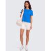 imageCRZ YOGA Pima Cotton Short Sleeve Workout Tops for Women Loose Basic TShirts Athletic Gym Casual ShirtsSparkle Blue