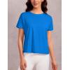 imageCRZ YOGA Pima Cotton Short Sleeve Workout Tops for Women Loose Basic TShirts Athletic Gym Casual ShirtsSparkle Blue