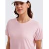 imageCRZ YOGA Pima Cotton Short Sleeve Workout Tops for Women Loose Basic TShirts Athletic Gym Casual ShirtsStrawberry Pink