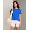 imageCRZ YOGA Pima Cotton Short Sleeve Workout Tops for Women Loose Basic TShirts Athletic Gym Casual ShirtsStrong Blue