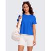 imageCRZ YOGA Pima Cotton Short Sleeve Workout Tops for Women Loose Basic TShirts Athletic Gym Casual ShirtsStrong Blue