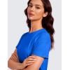 imageCRZ YOGA Pima Cotton Short Sleeve Workout Tops for Women Loose Basic TShirts Athletic Gym Casual ShirtsStrong Blue