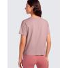 imageCRZ YOGA Pima Cotton Short Sleeve Workout Tops for Women Loose Basic TShirts Athletic Gym Casual ShirtsTwilight Rose Pink