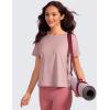 imageCRZ YOGA Pima Cotton Short Sleeve Workout Tops for Women Loose Basic TShirts Athletic Gym Casual ShirtsTwilight Rose Pink