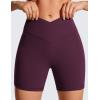 imageCRZ YOGA Womens Butterluxe Crossover Biker Shorts 5 Inches  Criss Cross High Waisted Workout Yoga Buttery SoftDeep Purple