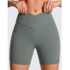 imageCRZ YOGA Womens Butterluxe Crossover Biker Shorts 5 Inches  Criss Cross High Waisted Workout Yoga Buttery SoftGrey Sage
