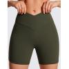 imageCRZ YOGA Womens Butterluxe Crossover Biker Shorts 5 Inches  Criss Cross High Waisted Workout Yoga Buttery SoftOlive Green