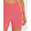 imageCRZ YOGA Womens Butterluxe Crossover Biker Shorts 5 Inches  Criss Cross High Waisted Workout Yoga Buttery SoftRaspberry Sorbet