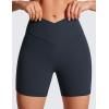 imageCRZ YOGA Womens Butterluxe Crossover Biker Shorts 5 Inches  Criss Cross High Waisted Workout Yoga Buttery SoftTrue Navy