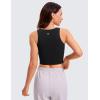 imageCRZ YOGA Womens Butterluxe Double Lined Cropped Tops High Neck Racerback Tanks Sleeveless Casual Workout Crop ShirtsBlack
