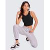 imageCRZ YOGA Womens Butterluxe Double Lined Cropped Tops High Neck Racerback Tanks Sleeveless Casual Workout Crop ShirtsBlack