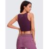 imageCRZ YOGA Womens Butterluxe Double Lined Cropped Tops High Neck Racerback Tanks Sleeveless Casual Workout Crop ShirtsDeep Purple