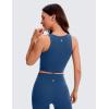 imageCRZ YOGA Womens Butterluxe Double Lined Cropped Tops High Neck Racerback Tanks Sleeveless Casual Workout Crop ShirtsFrench Navy