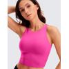 imageCRZ YOGA Womens Butterluxe Double Lined Cropped Tops High Neck Racerback Tanks Sleeveless Casual Workout Crop ShirtsHibiscus Purple
