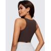 imageCRZ YOGA Womens Butterluxe Double Lined Cropped Tops High Neck Racerback Tanks Sleeveless Casual Workout Crop ShirtsHot Fudge Brown