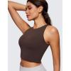 imageCRZ YOGA Womens Butterluxe Double Lined Cropped Tops High Neck Racerback Tanks Sleeveless Casual Workout Crop ShirtsHot Fudge Brown