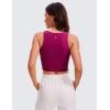 imageCRZ YOGA Womens Butterluxe Double Lined Cropped Tops High Neck Racerback Tanks Sleeveless Casual Workout Crop ShirtsMagenta Purple