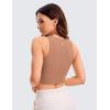 imageCRZ YOGA Womens Butterluxe Double Lined Cropped Tops High Neck Racerback Tanks Sleeveless Casual Workout Crop ShirtsMocha Mousse